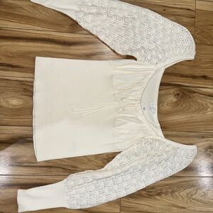 Leith Cream Blouse with Textured Sleeves